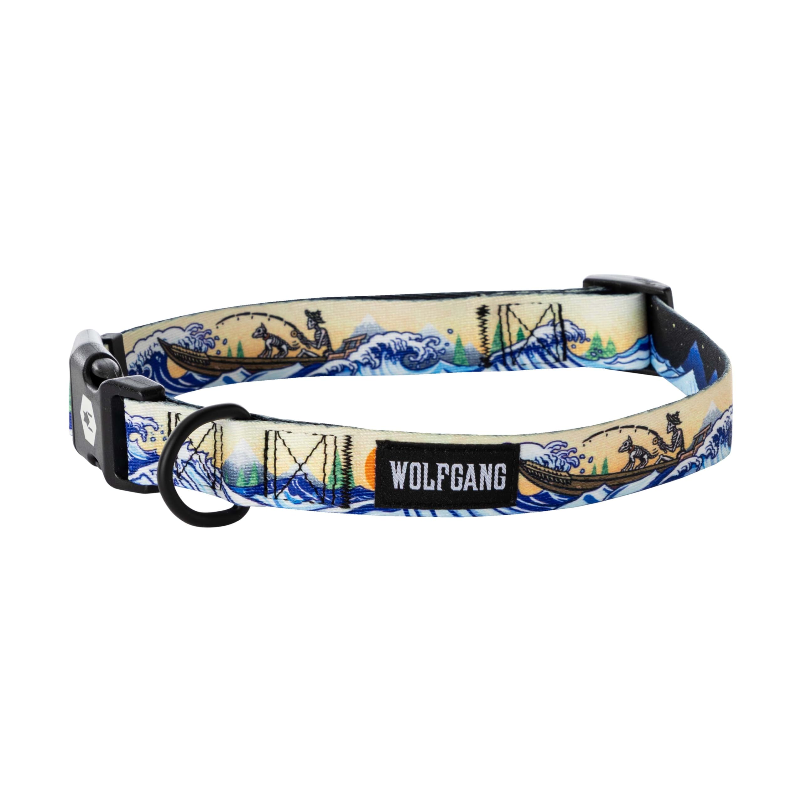 Wolfgang Heavy Duty, Adjustable Dog Collar with Quick Release Nylon Buckle for Walking & Training, MountainWave Print, Large