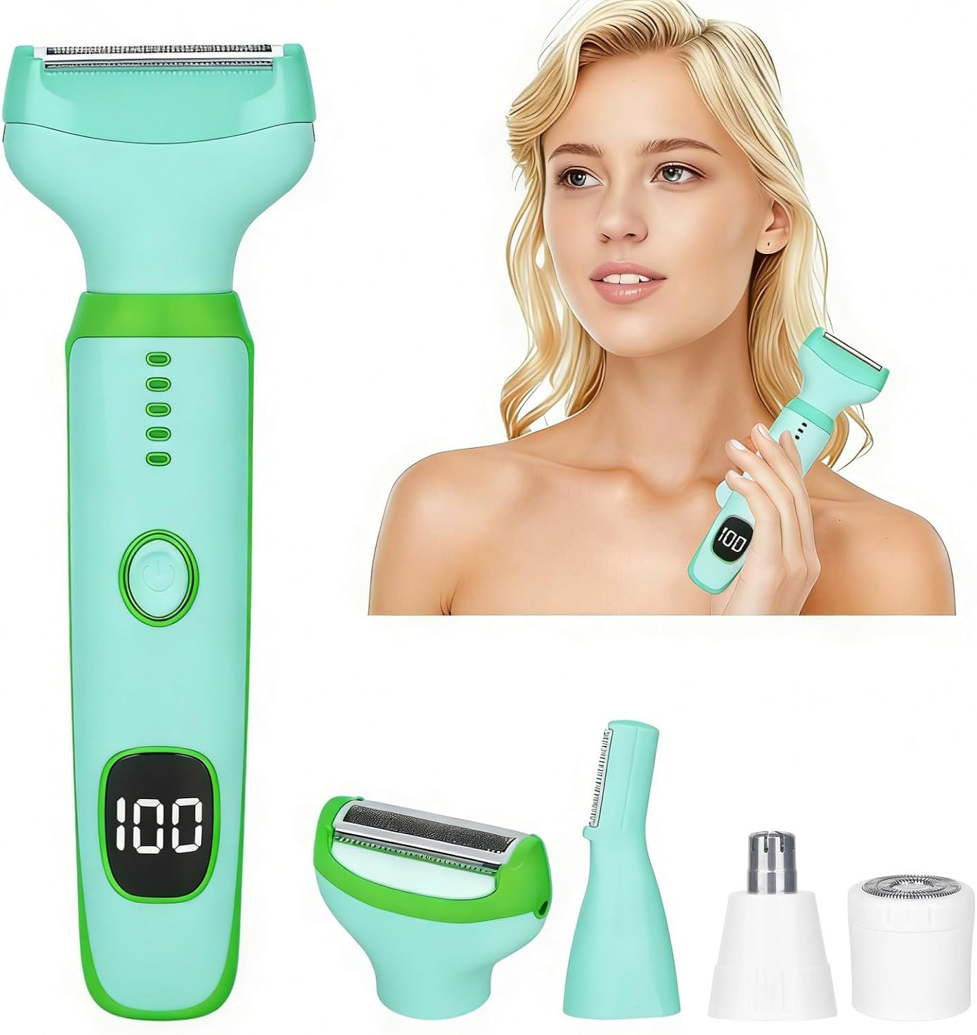 2026 Led Display Electric Razor,Beauty Women's Wet & Dry Electric Shaver, Painless 4 in 1 Painless Body Razors,Cordless 3-Blade Ladies Shaver for Legs, Arm, Underarms, Bikini (Red)