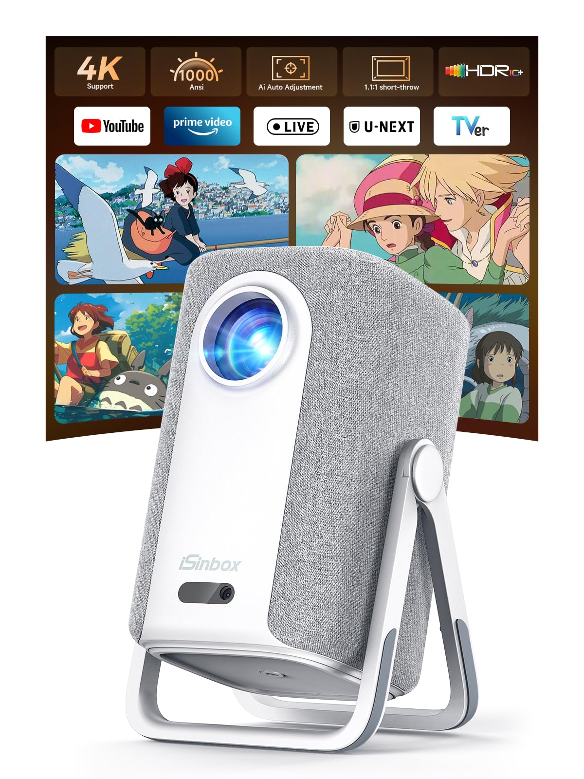 Amazon | 【360°回転・1.1:1短焦点】iSinbox プロジェクター 家庭用