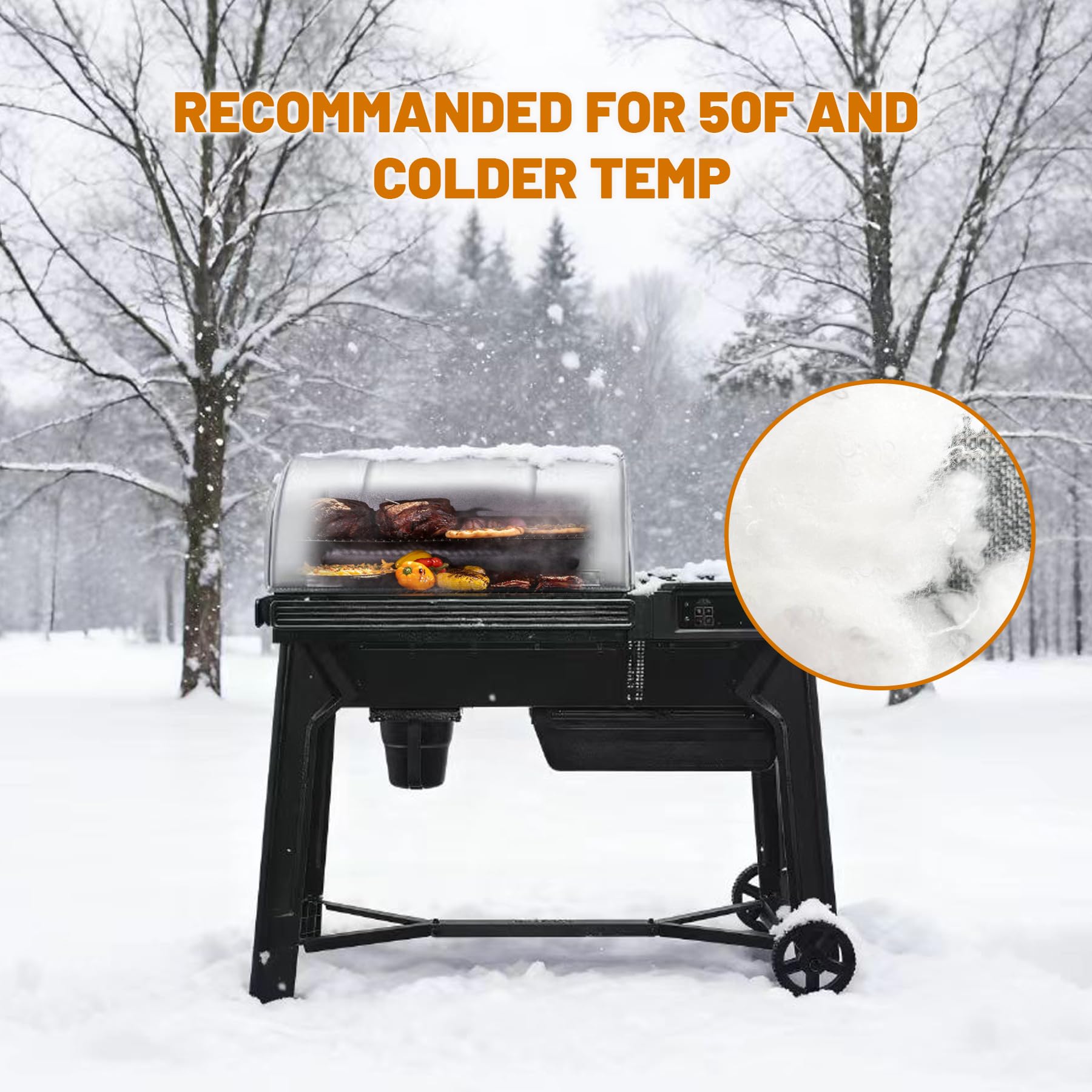 Isolierdecke Ersatz für Traeger Woodridge Pelletgrill TFB86MLH, Thermodecke für Smoker für BAC761 Traeger Grillabdeckung, Woodridge Pellet Smoker Decke, Winterisolierung Zubehör