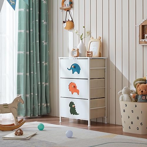 Miniatura 5 de FRAPOW Paquete de 3 cajones para niños con 4 cajones para niños, organizador de almacenamiento para niños para dormitorio de bebé