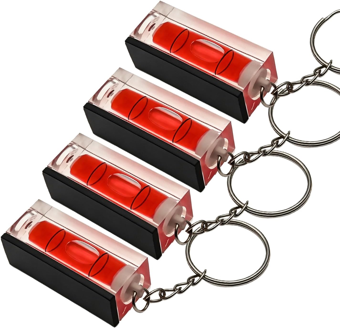 Mini Acrylic Keychain Block Level Vial - Replacement Level - Picture Hanging Pocket - Bubble magnetic- Pack of 4 (blue)