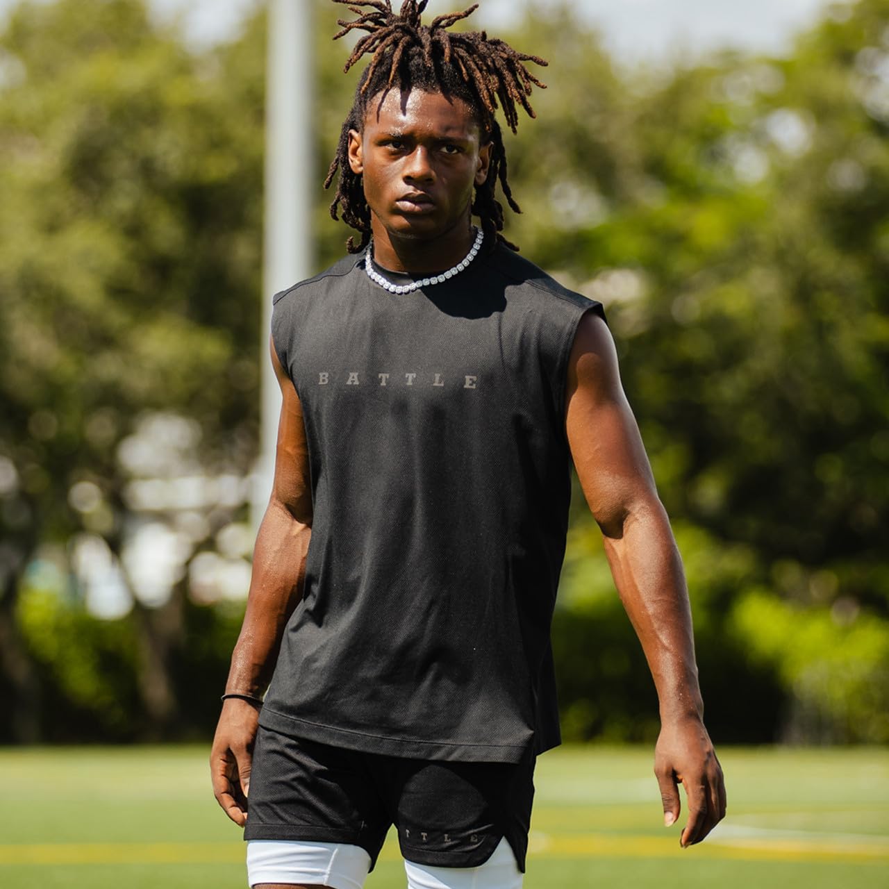 Battle Sports Oversized Fly Sleeveless Performance T-Shirt, 4-Way Stretch, Quick-Drying