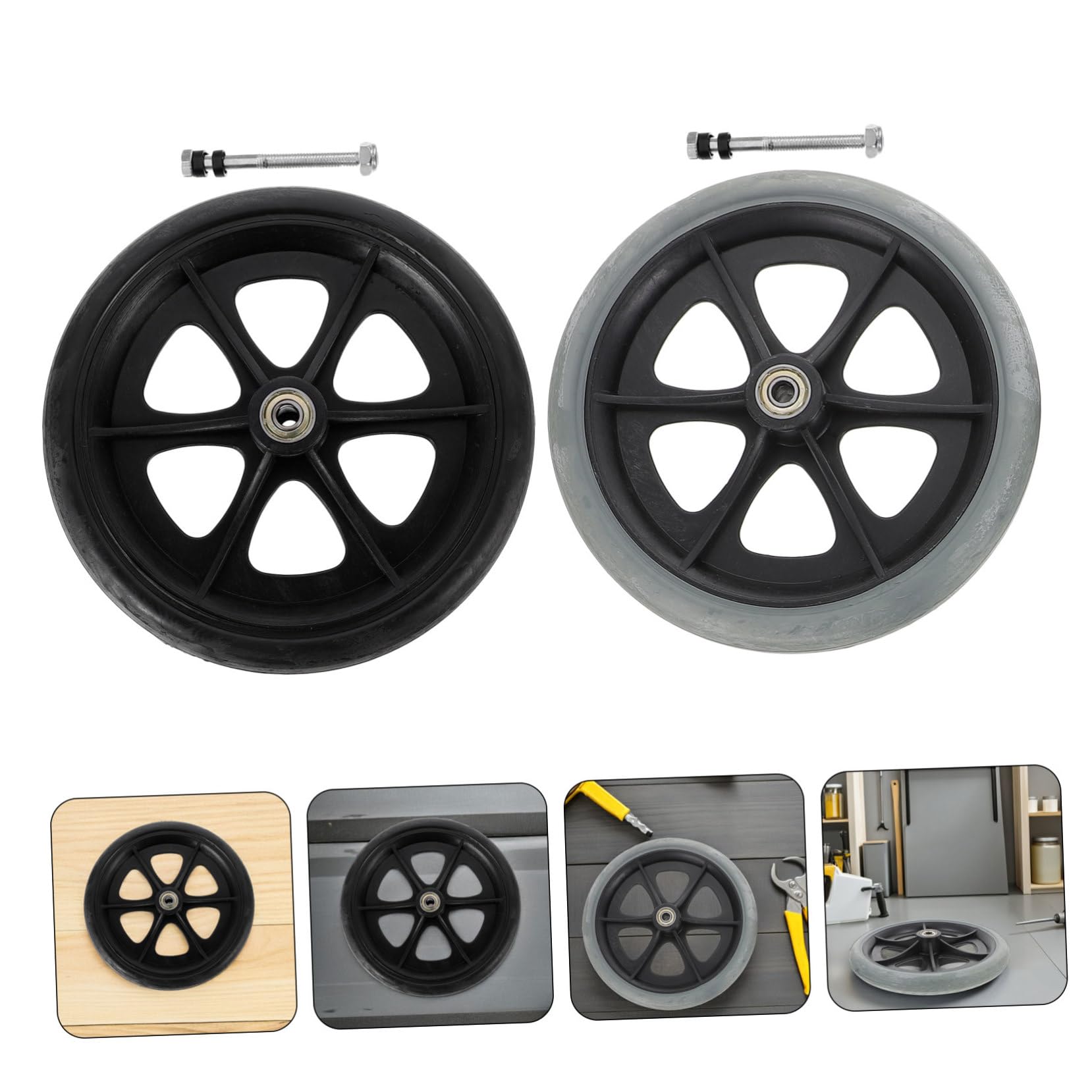 Ruedas de Repuesto para Silla de Ruedas Delanteras 4piezas | Abs Pvc Acero, Giro Suave y Sustitución Sencilla, Uso Interior y Exterior para Andador y Ayudas de Movilidad