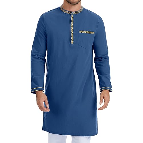 YAOHUOLE Caftans for Men Islamic Kaftan for Men Long Sleeve Arabic Thobe