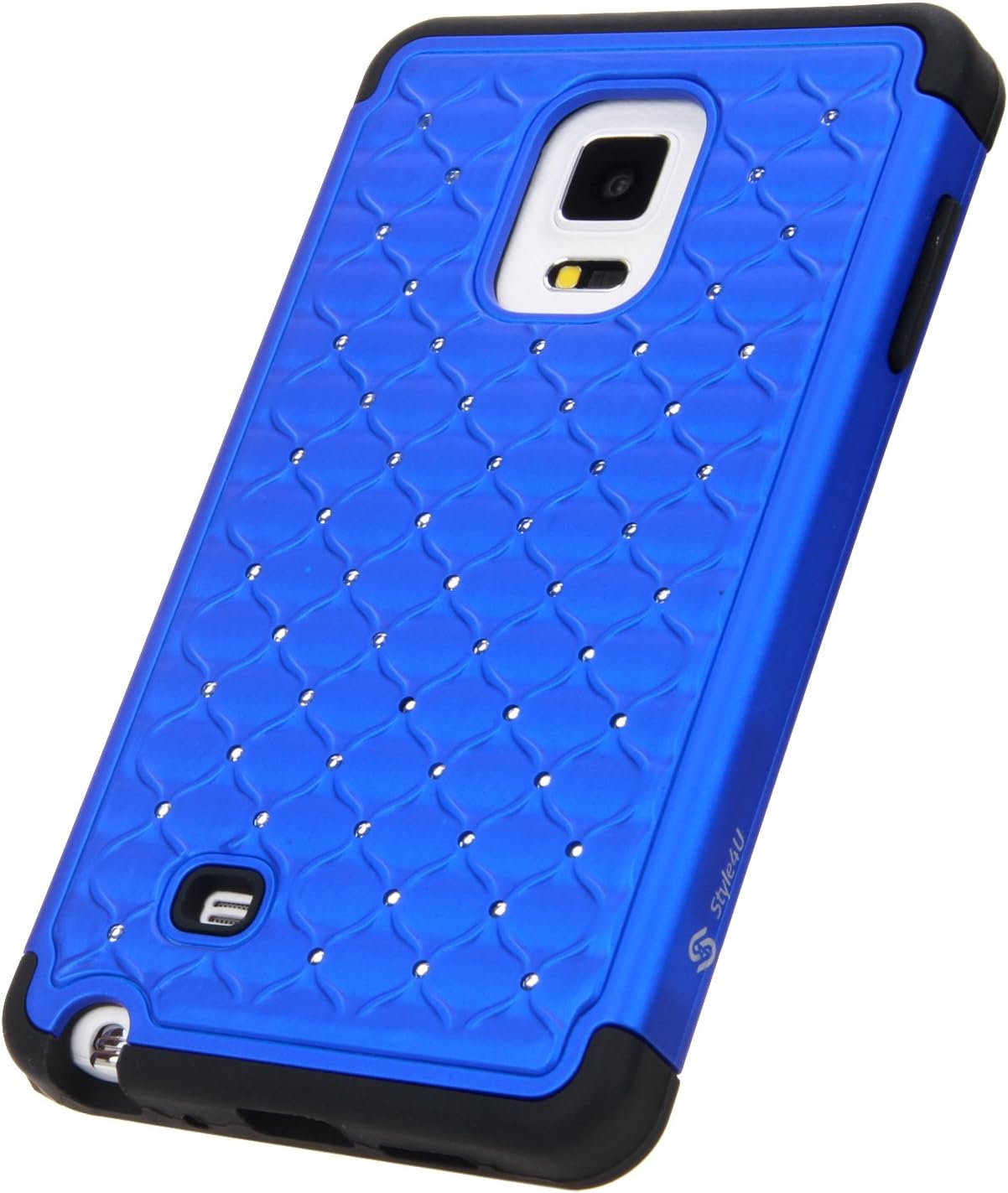 Style4U Galaxy Note Edge Case, Galaxy Note Edge Studded Rhinestone Crystal Bling Hybrid Armor Case Cover for Samsung Galaxy Note Edge/Note 4 Edge with 1 Stylus [Royal Blue/Black]