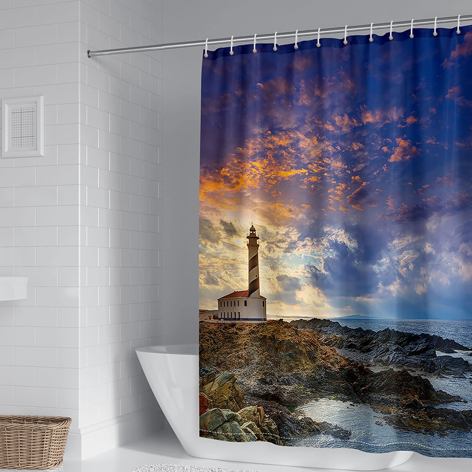 Rideau de douche anti moisissure 180x200cm polyester mer KnSam étanche