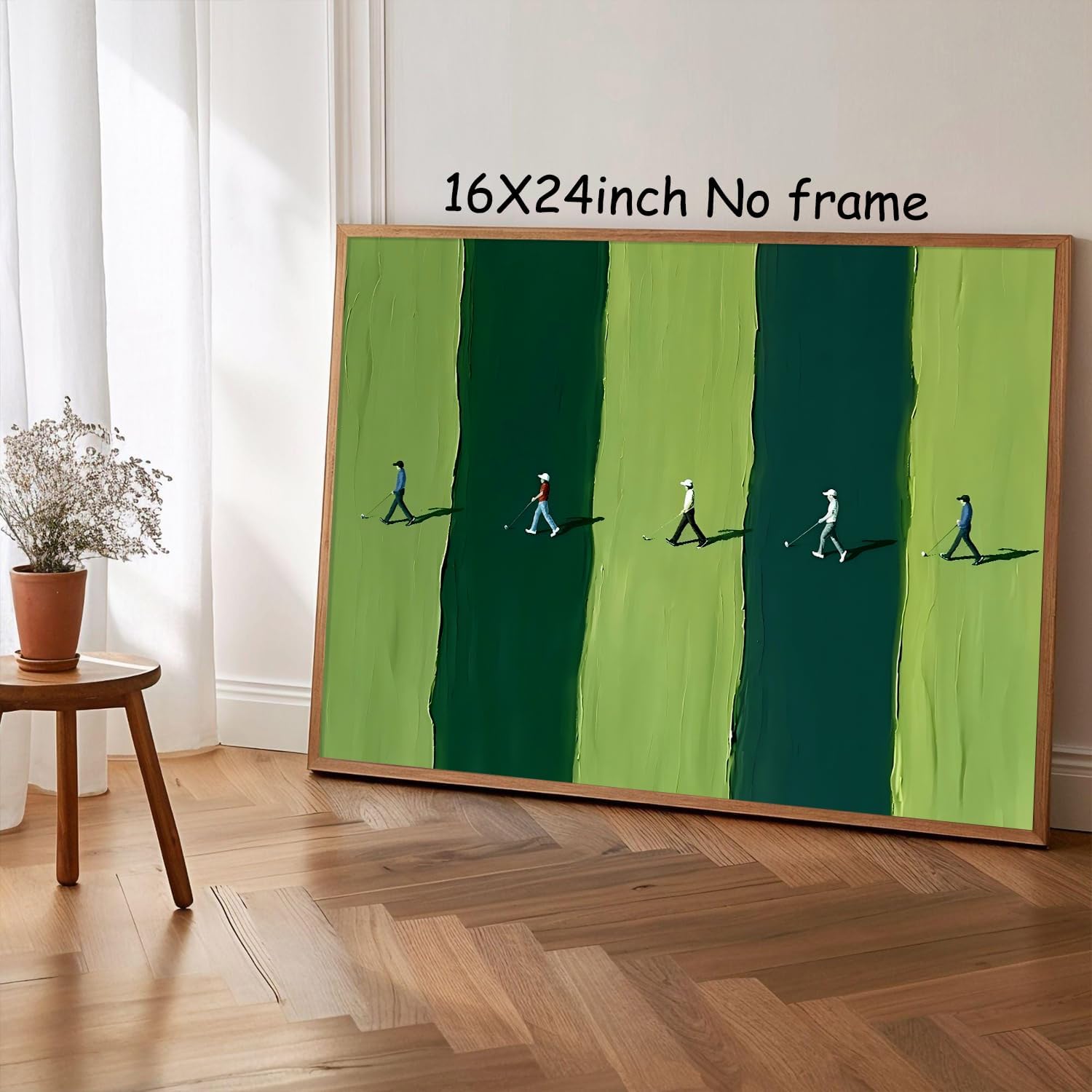 Golfing Poster Golf Landscape Art Green Minimalist Textured Wall Art Modern Aesthetic Pictures Abstract People Artwork Golf Course Painting Sports Posters for Golf Lovers Gifts 24x16in No Frame - Image 4