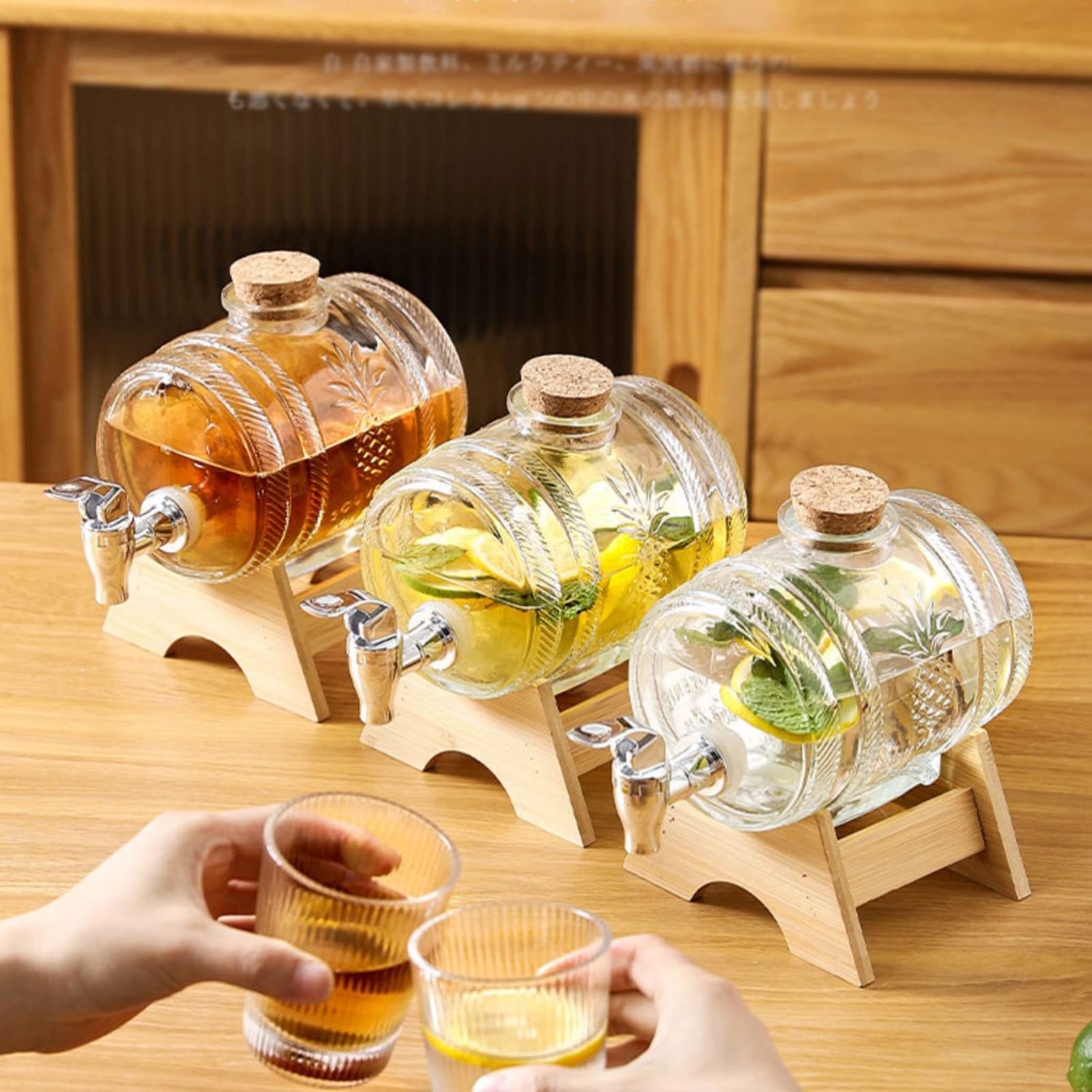 Distributeur De Boisson En Verre 3.8 L Avec Robinet Et Support Doré - Idéal Pour Fêtes, Jardin, Limonade, Punch