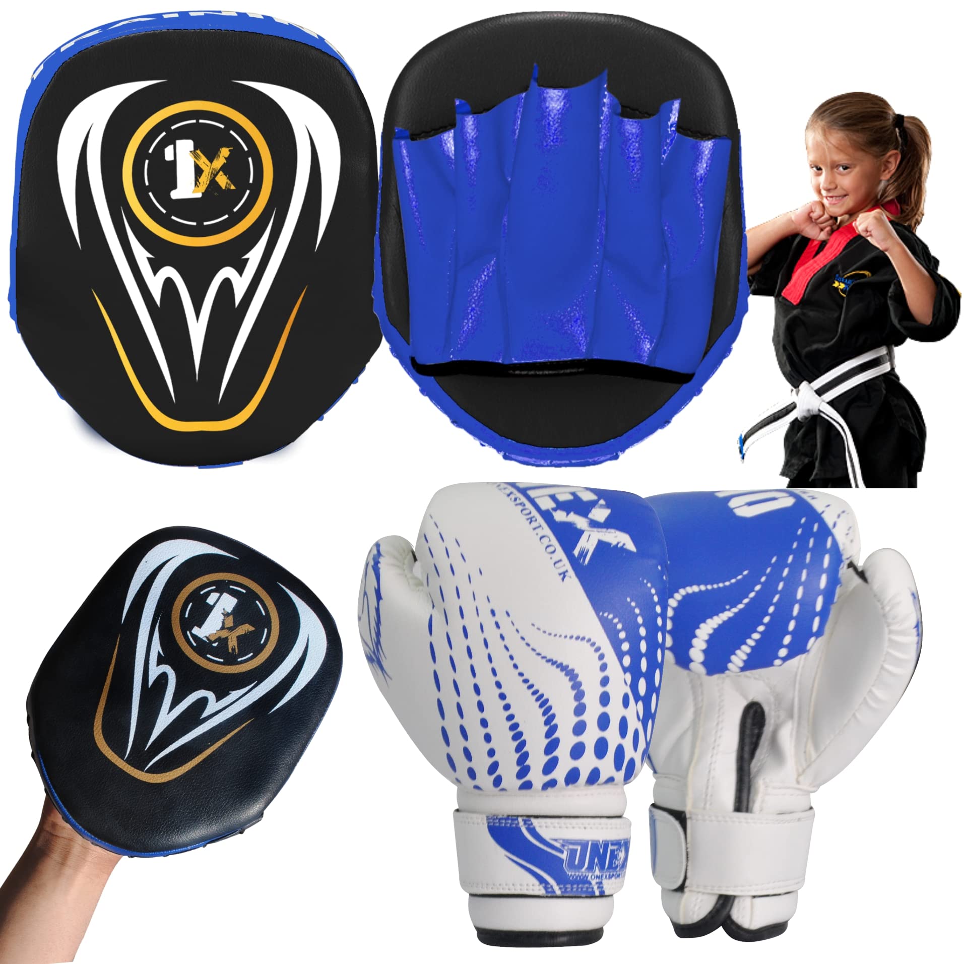 Boxing Gloves and Focus Pads Set for boys and girls Kids Twins Kickboxing Punching Professional Training - Hook and Jab MMA Punch Thai Strike Bag