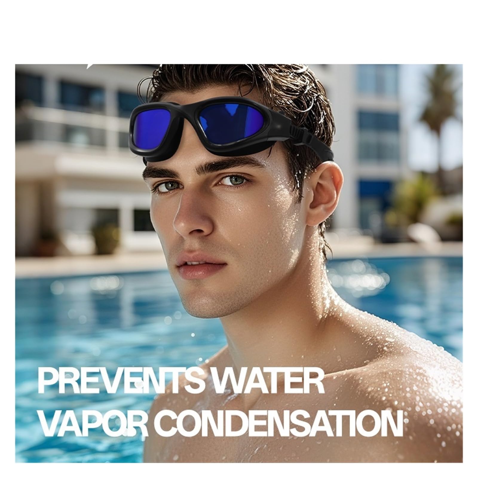 JANSELNOVA Occhialini da nuoto polarizzati resistenti all'acqua uomo Occhiali regolabili con protezione UV antiappannamento donna professionali Occhialini da nuoto