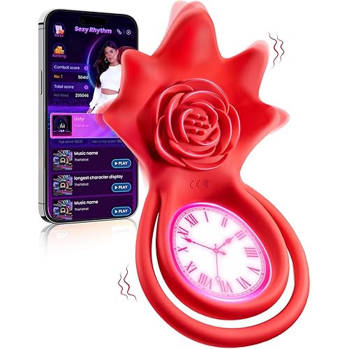 Vibrating Cock Ring Sex Toys - MOOLIGIRL AI Lover Rose Toy Penis Ring Vibrator, Couples Sex Toys for Men Women, 9 Vibration Modes App Control Clitoral Stimulator Female Adult Toys Vibrater Cockring