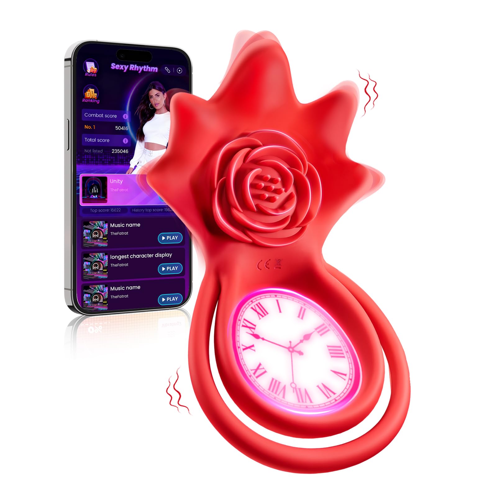 Vibrating Cock Ring Sex Toys - MOOLIGIRL AI Lover Rose Toy Penis Ring Vibrator, Couples Sex Toys for Men Women, 9 Vibration Modes App Control Clitoral Stimulator Female Adult Toys Vibrater Cockring