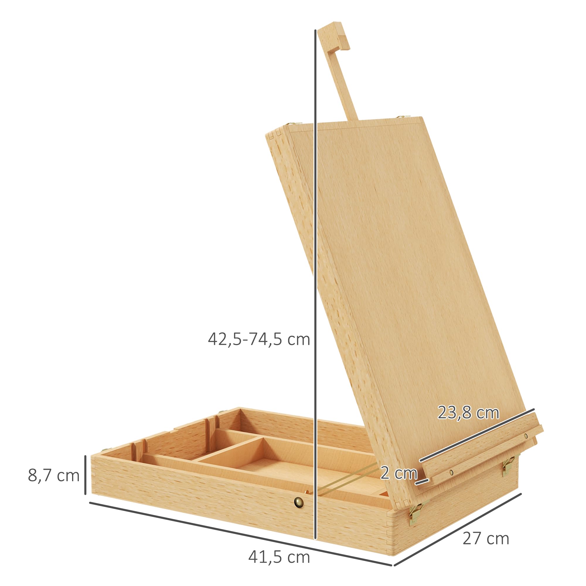 Vinsetto Chevalet de Table en Bois pour Toile jusqu'à 61 cm Réglable | Bois de Hêtre, Planche à Dessin Pliante Portable, pour Adultes Débutants Artistes Peintres, Naturel
