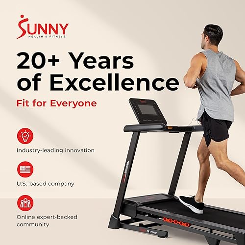 Miniatura 8 de Sunny Health & Fitness Smart Heavy-Duty Auto Incline Treadmill with 20" Running Deck and Free SunnyFit App Connection