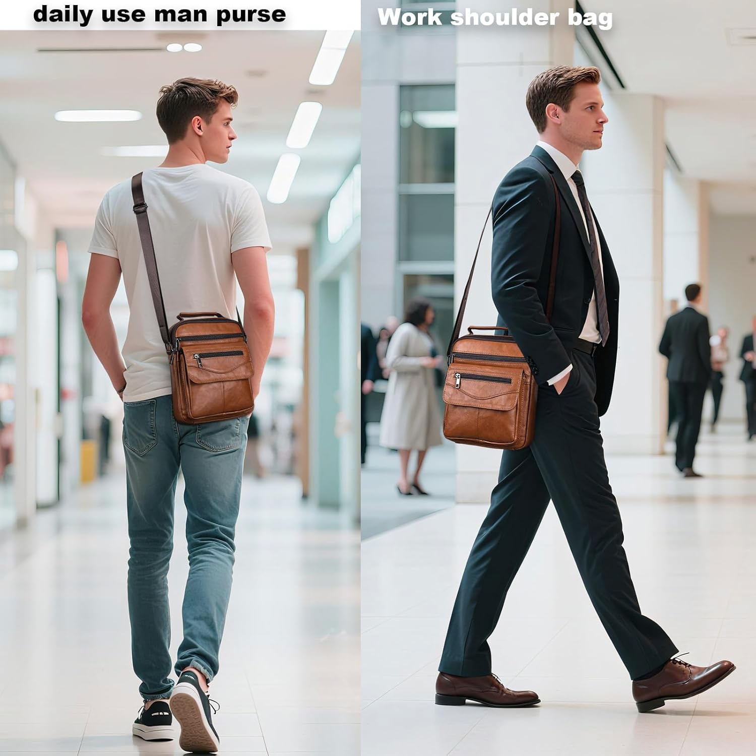 NIUCUNZH Genuine leather man purse mens crossbody sling bag small messenger shoulder Satchel