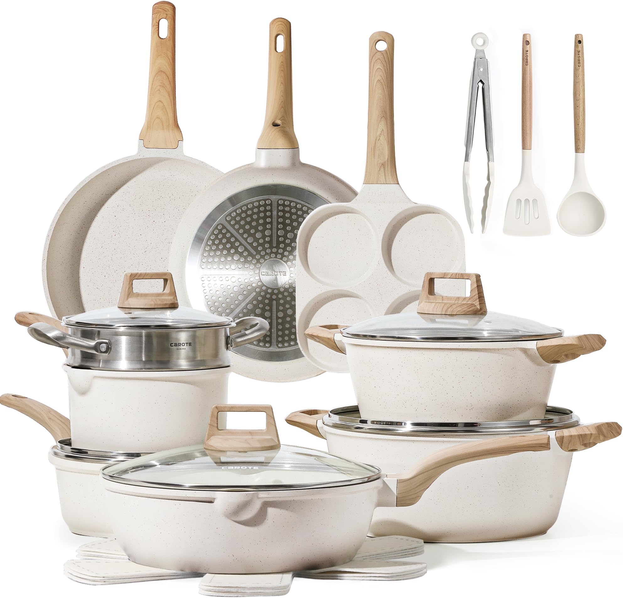 CAROTE 17pcs Pots and Pans Set, Nonstick Cookware Sets