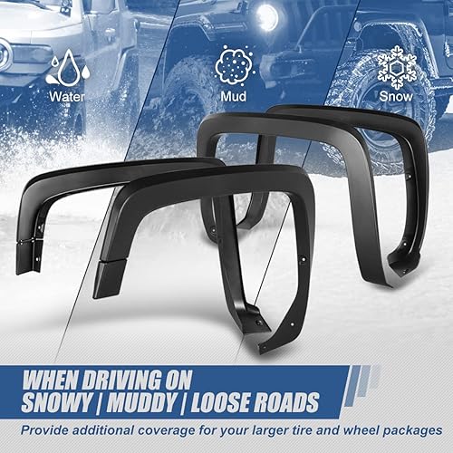 Miniatura 6 de Auto Dynasty Juego de 4 cubiertas de guardabarros de rueda pintables estilo fábrica compatibles con Chevy Silverado 1500 2500HD 3500HD Fleetside