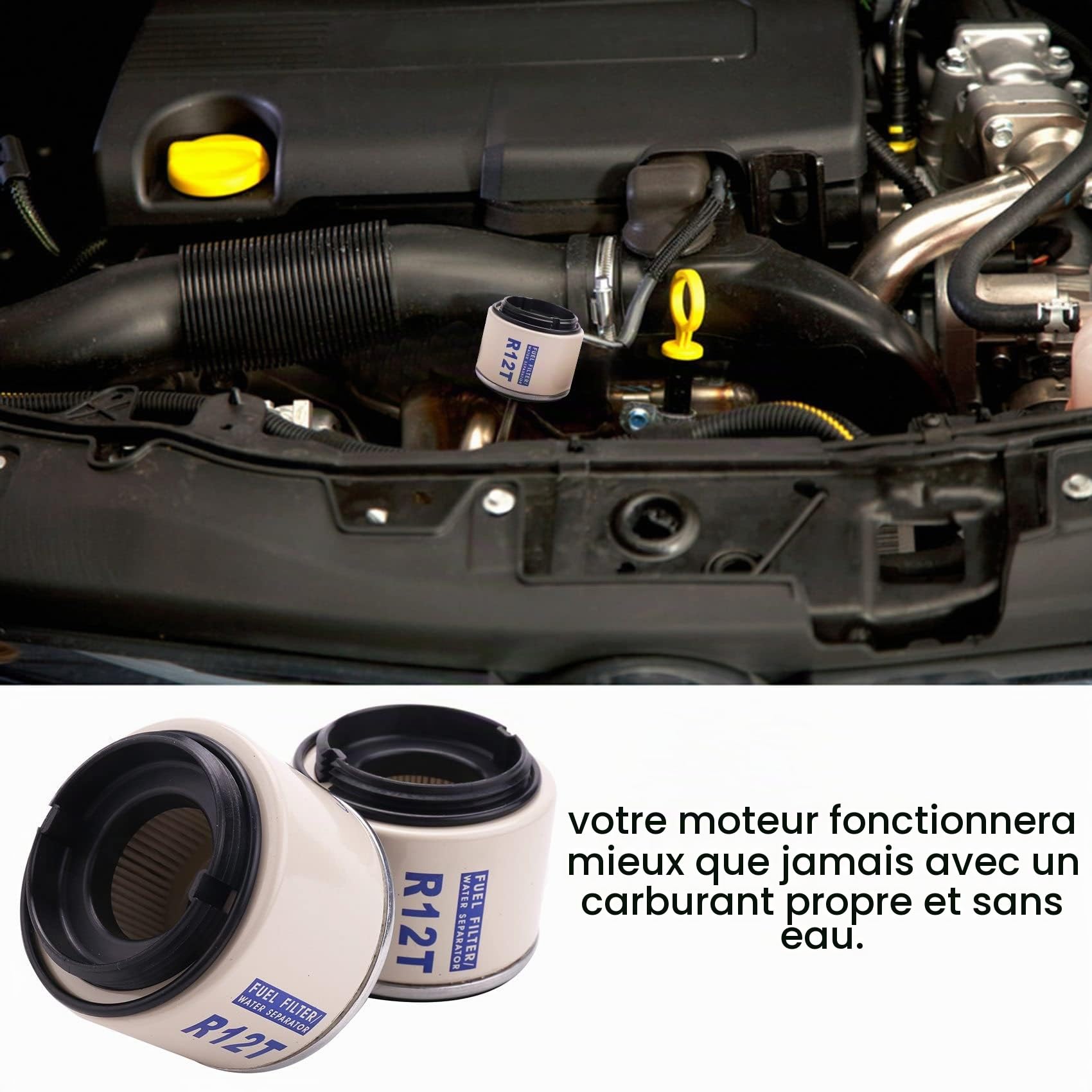 Lot de 2 filtres de séparation pour carburant R12 R12S R12T Racor 140R 120At S3240 Npt Zg1 / 4-19 SFC-8801-10