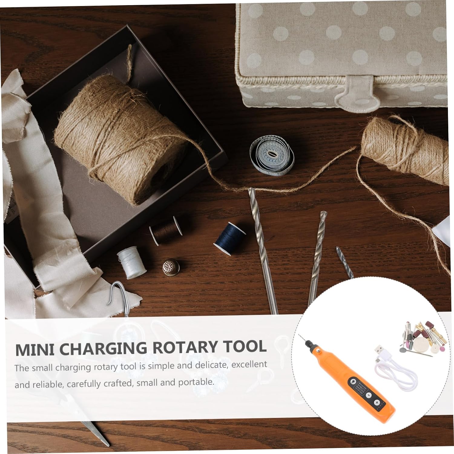 COHEALI 2sets Mini Usb Charging Rotary Tool with Speed Levels and Light Nail for Polishing Sanding and Crafts