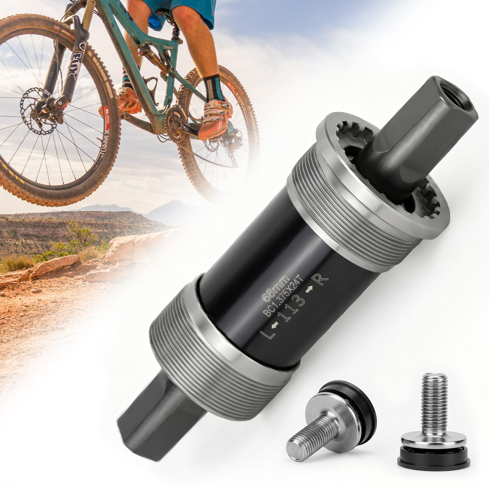 ouhos Square Taper BB 68mm BSA Threaded Sealed Bearing 113/118/122.5mm Spindle for MTB Bikes (68, 68-113)