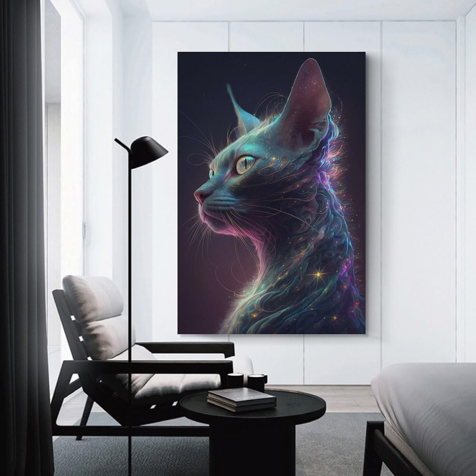 Junmoney Galaxy Siam Cat Decorative Wall Artwork 20x30inch(50x75cm), for Home Lounge, Bedroom Or Reading Nook, Easy Decor for Gallery Walls