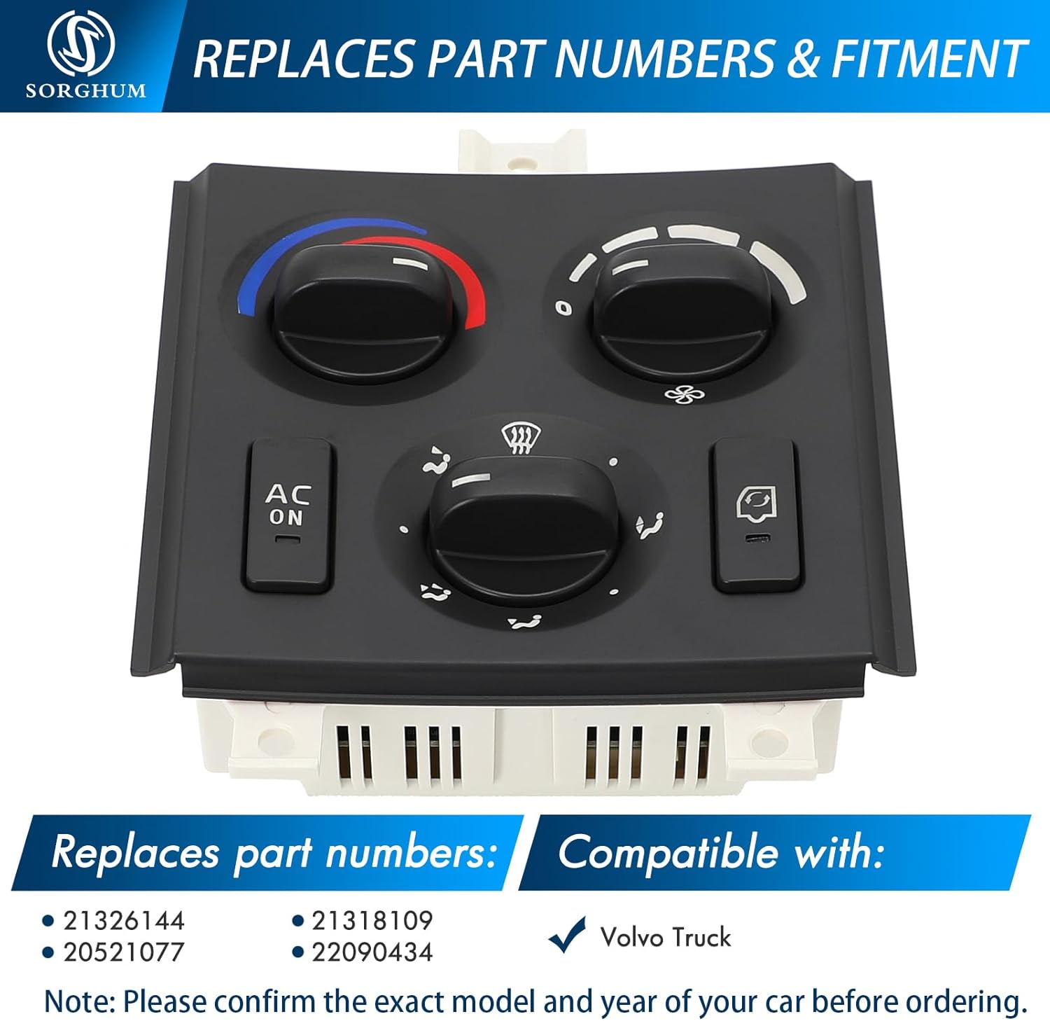 Sorghum Climate Control Module - A/C Control Panel Module 12V Air Conditioning Heater Control Switch 7+14 Pins Compatible with Volvo Truck Replace OEM 21326144 20521077 21318109 22090434
