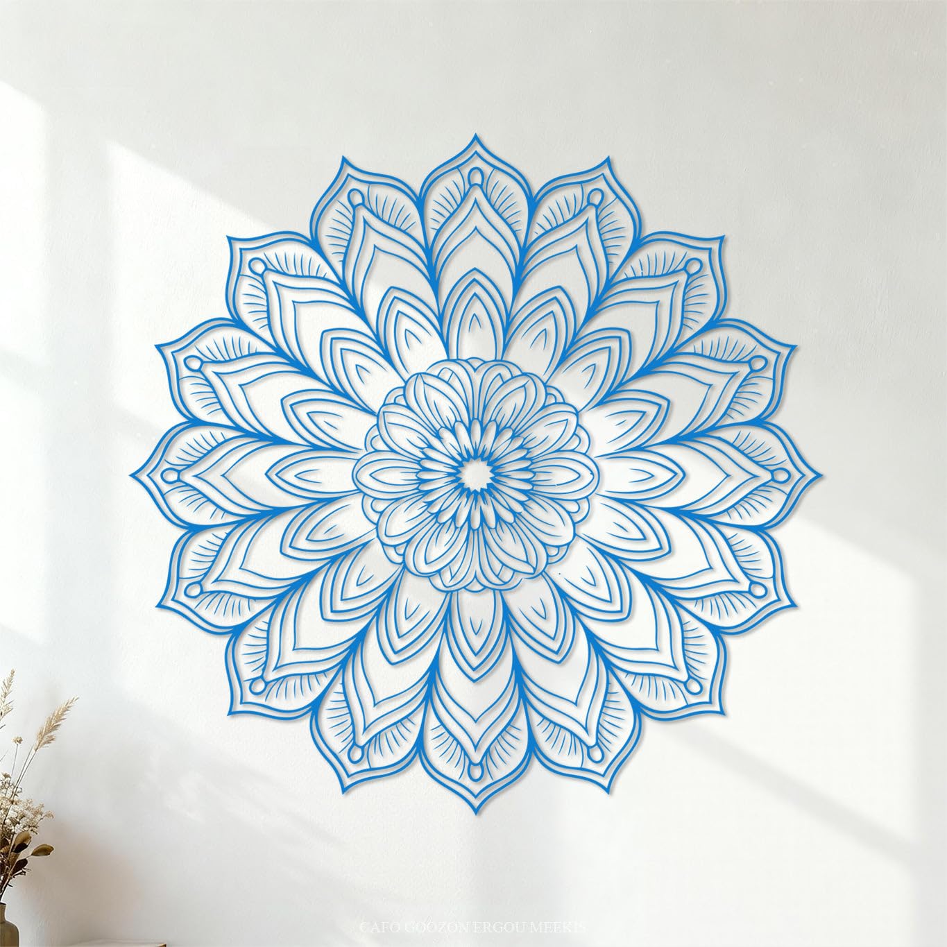 Mandala Outline Fine Carving Stickers 72x73.2cm Can Modify and add Information Blue