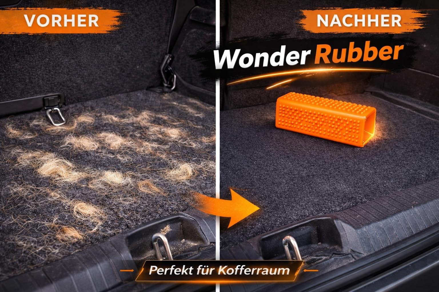 WonderRubber Tierhaarentferner für Hunde & Katzen – Haustier-Zubehör zur Entfernung von Tierhaaren auf Sofa, Teppich & Auto – wiederverwendbar