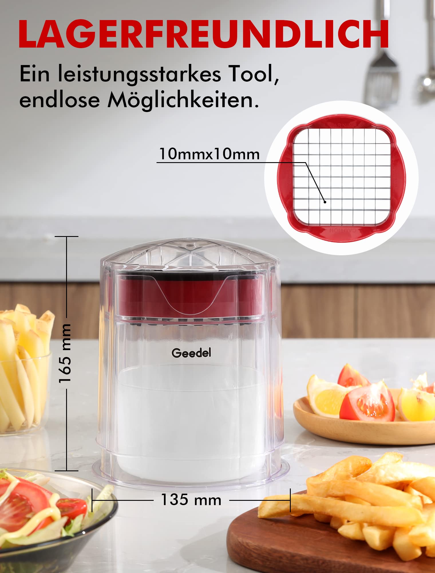 Elektrische frietsnijder, commerciële roestvrijstalen elektrische aardappelchipsnijder met 8/10/12 mm messen, aardappelhakselaar Groente Fruitblokjesmachine voor huishoudelijke keuken Restaurant 10mm
