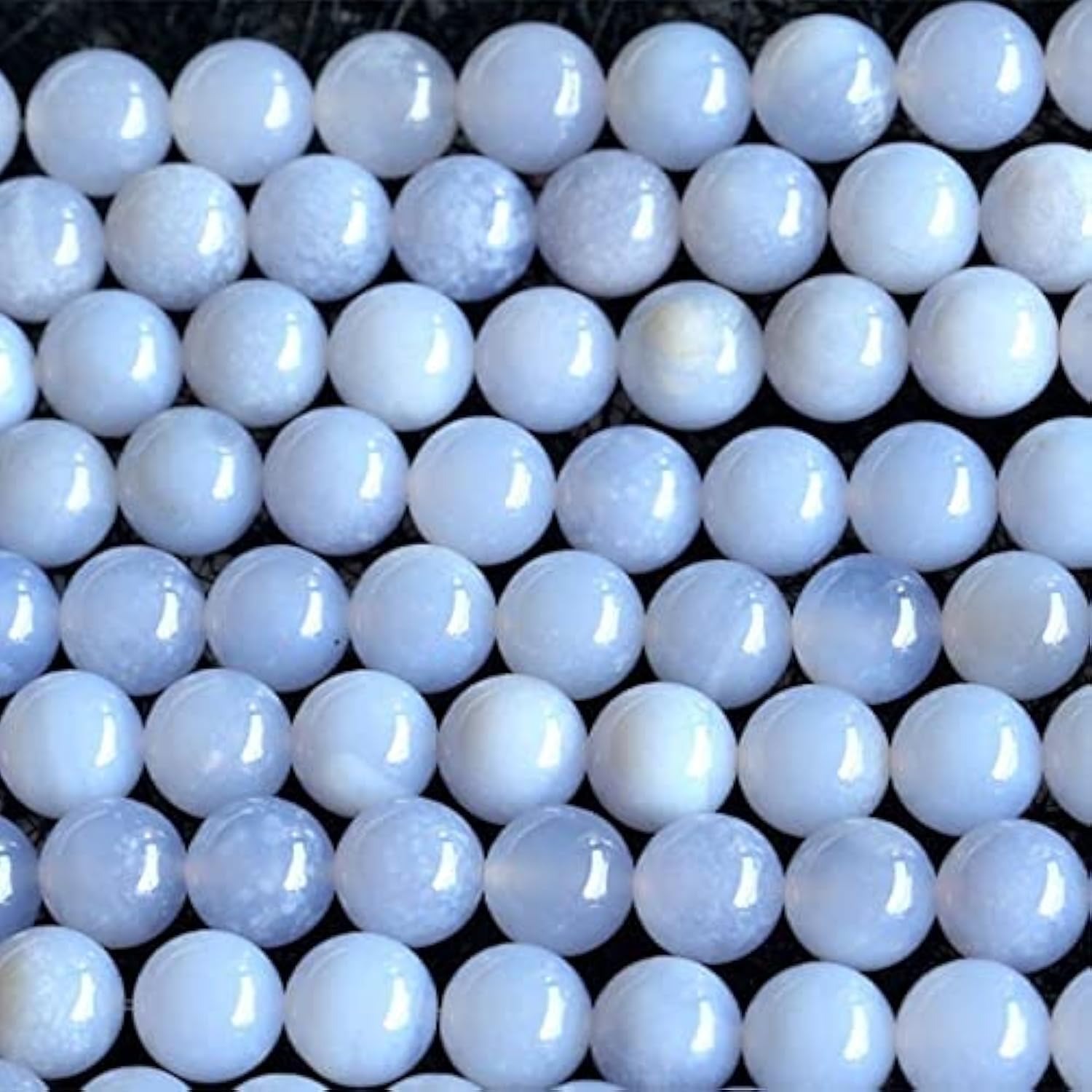 Perles de calcédoine bleue naturelle LKBEADS qualité joaillerie 12mm