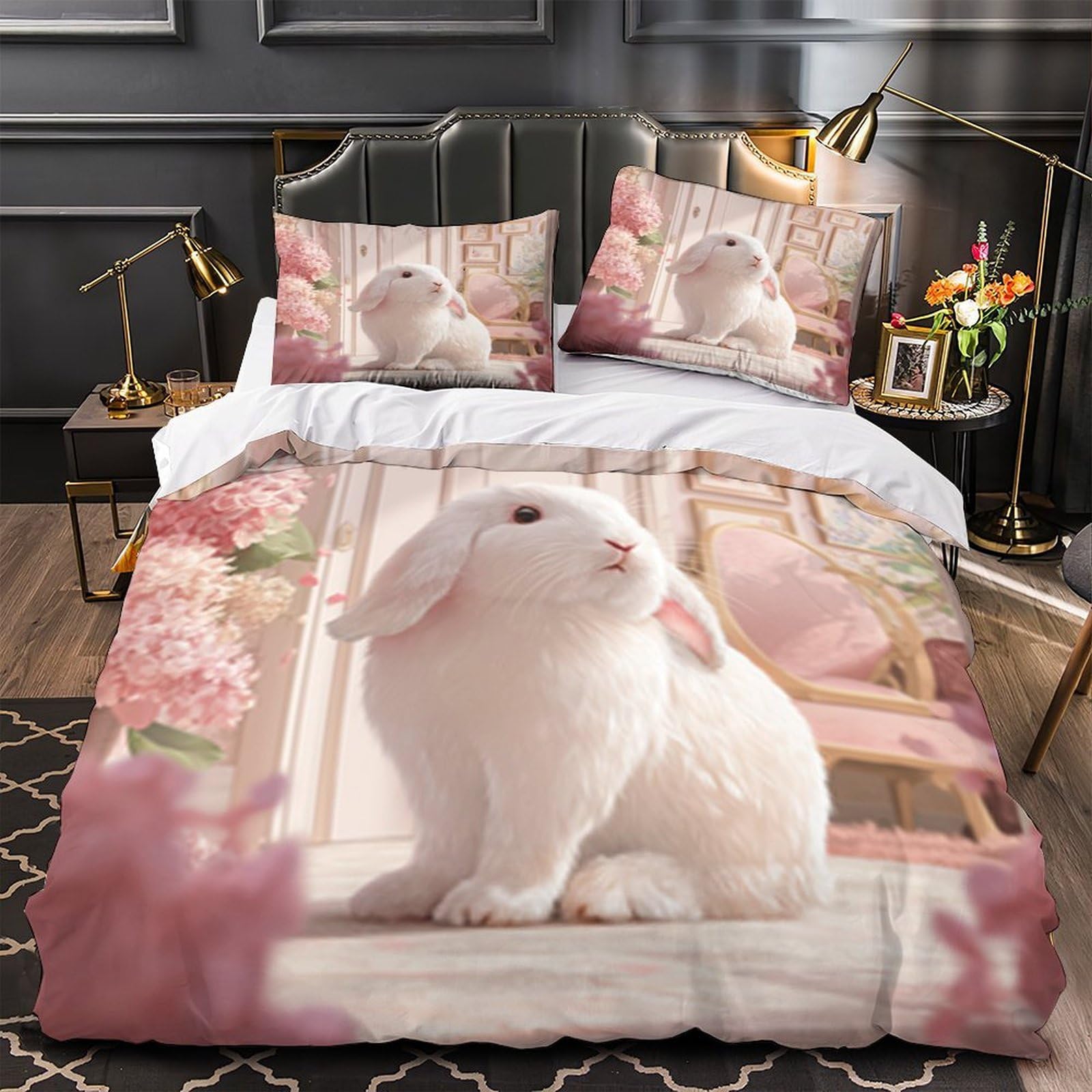 Housse de couette lit simple 135x200cm pour chambre ado pastel
