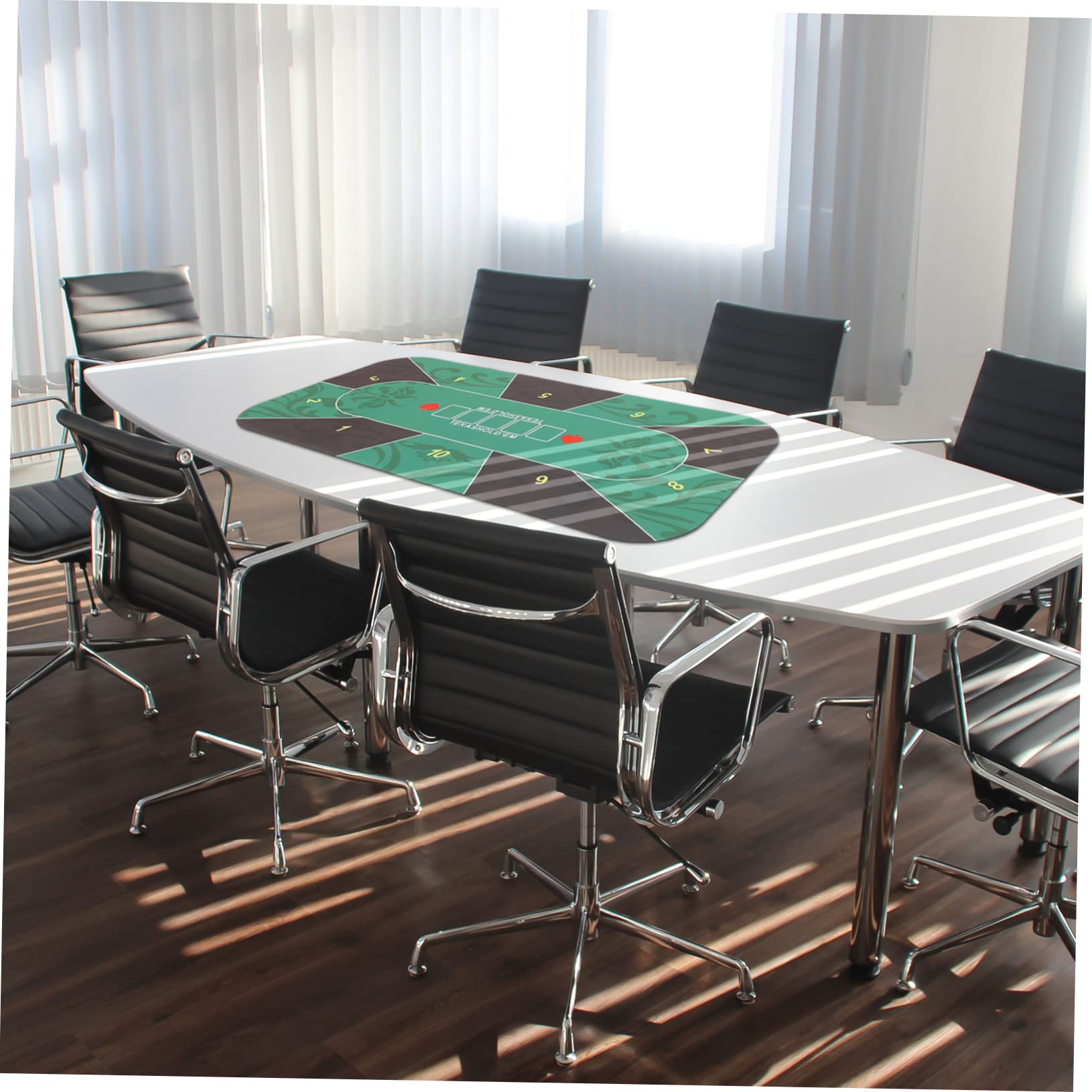 Rechteckige Poker Tischunterlage aus Gummi für 10 Personen Grün