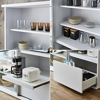 Amazon.co.jp: KAGUCOCO 食器棚 完成品 [ポエム 幅160(153.5)cm