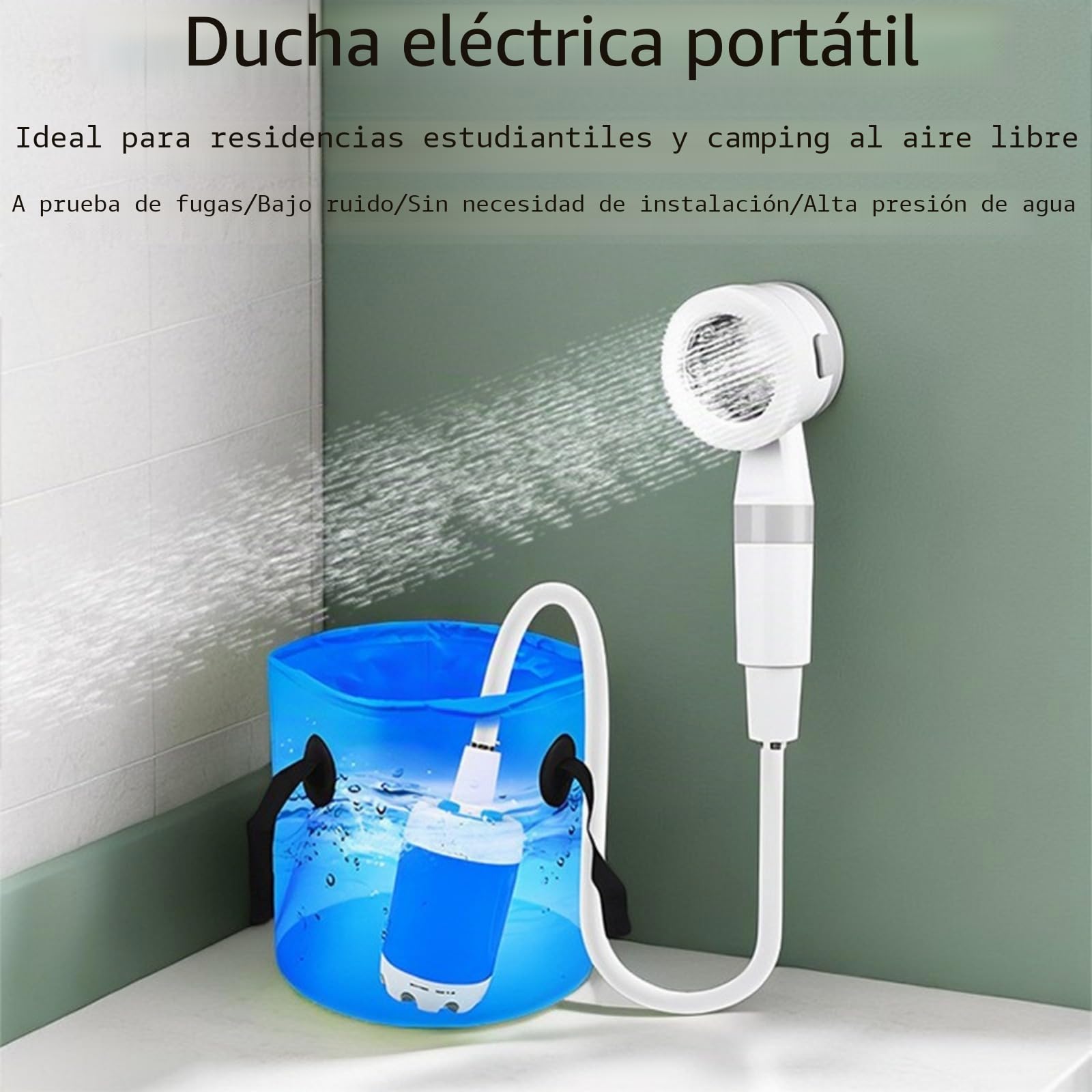 Ducha portátil para acampar, sistema de cabezal de ducha recargable portátil con bomba de agua con batería y bolsa de almacenamiento para actividades al aire libre