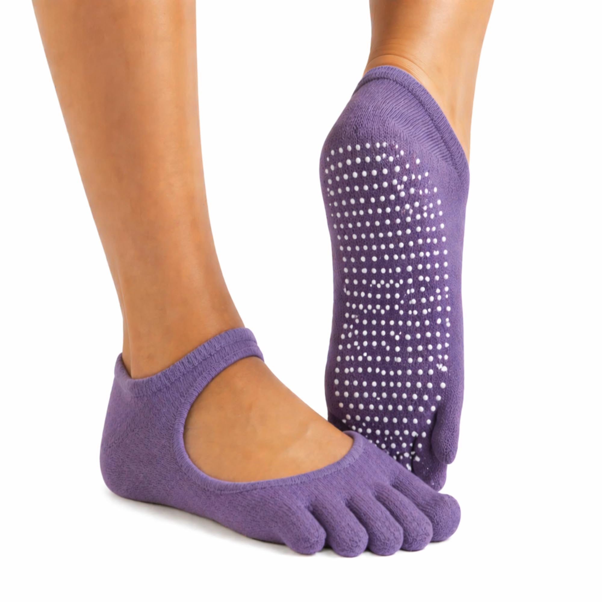 Yoga Socks Barefoot Pilates Barre Socks, Anti-Skid, Breathable Five-Toe Design for Yoga, Dance & Fitness (Light Grey Style 2)