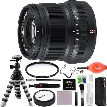 Fujifilm xf 50mm f/2 R WR Lens Black with Advanced Accessory and Travel Bundle | Fuji 50mm f2 Lens