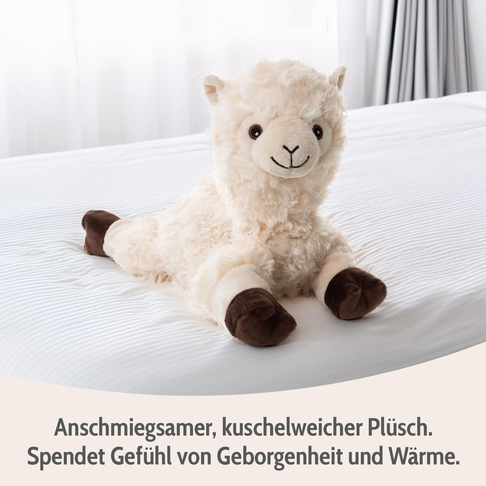 Habibi Cojín Térmico Premium / Juguete de Peluche para Niños y Adultos - Alpaca/Llama 1965 Relleno de Mijo Extraíble - Juguete de Peluche Térmico para Calentar en el Microondas/Horno, También Ideal