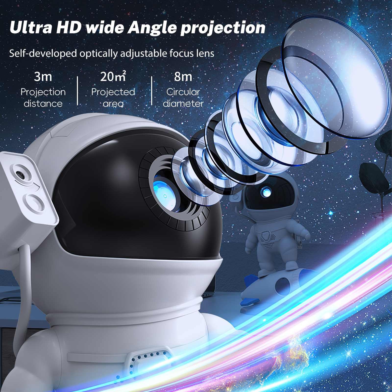Astronaut Projektor, Sternenhimmel, mit Nachtlicht, Planetarium Projektor, Galaxy Nova Projektor, Astronaut Projektor für Kinder und Erwachsene (Rakete)