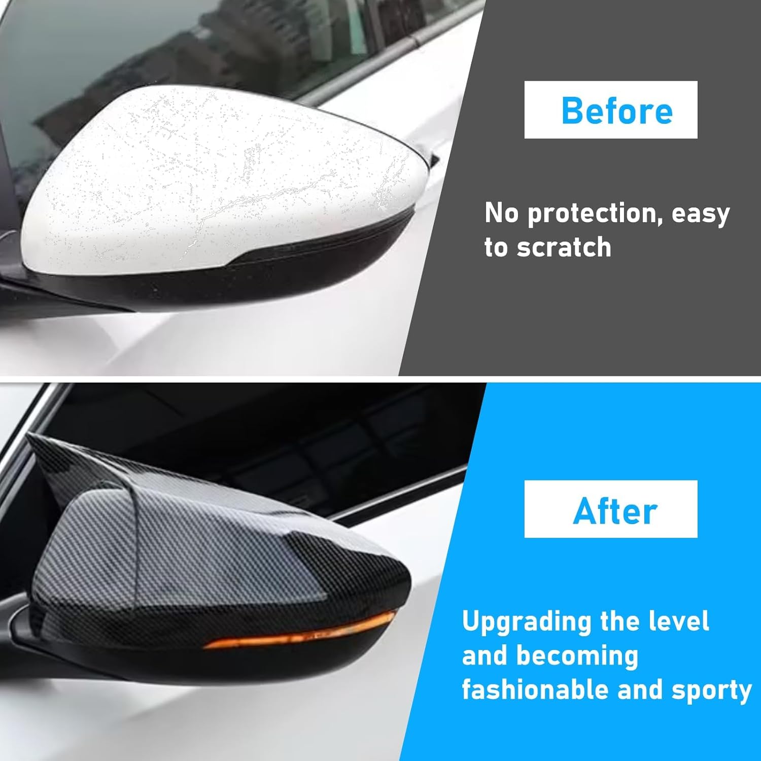 Yumzeco Compatible with 2018-2022 2023 2024 2025 Honda Accord Ox Horn Mirror Cover Replacement, LH & RH Door Side Rearview Mirror Caps Exterior Trim for 10th 11th Gen Accord (Carbon Fiber Pattern)