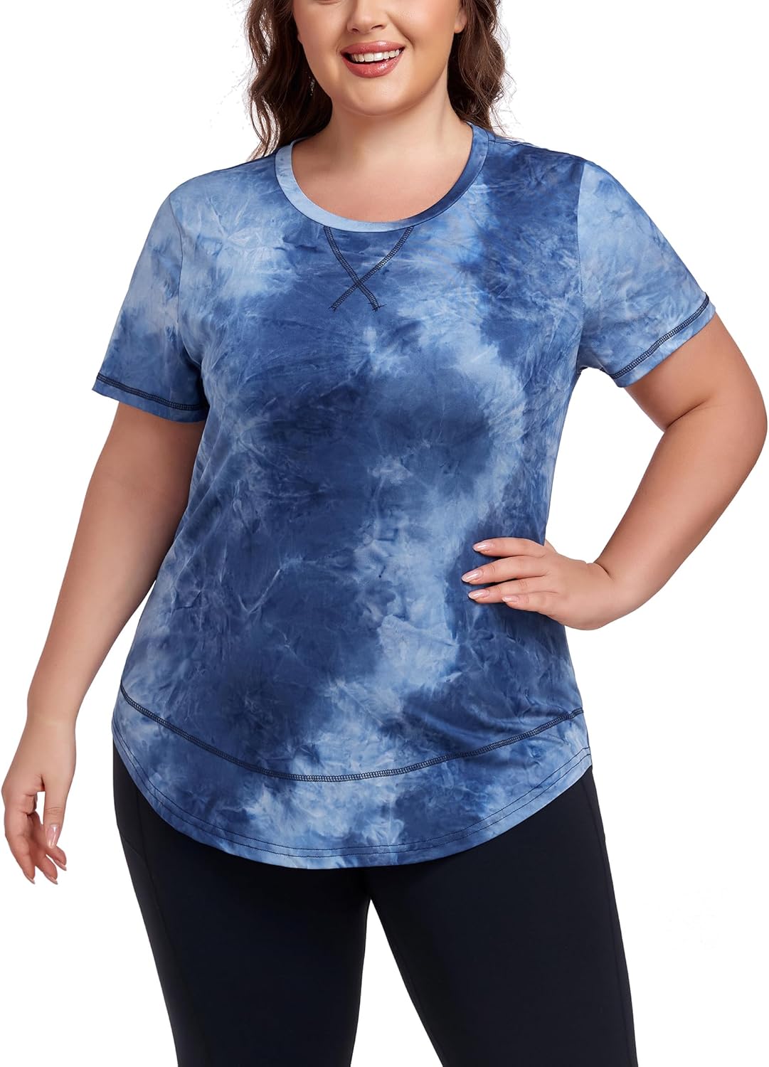 Women's Plus Size Workout Tops Short Sleeve Loose fit Shirts Athletic Gym Yoga Clothing - Image 4