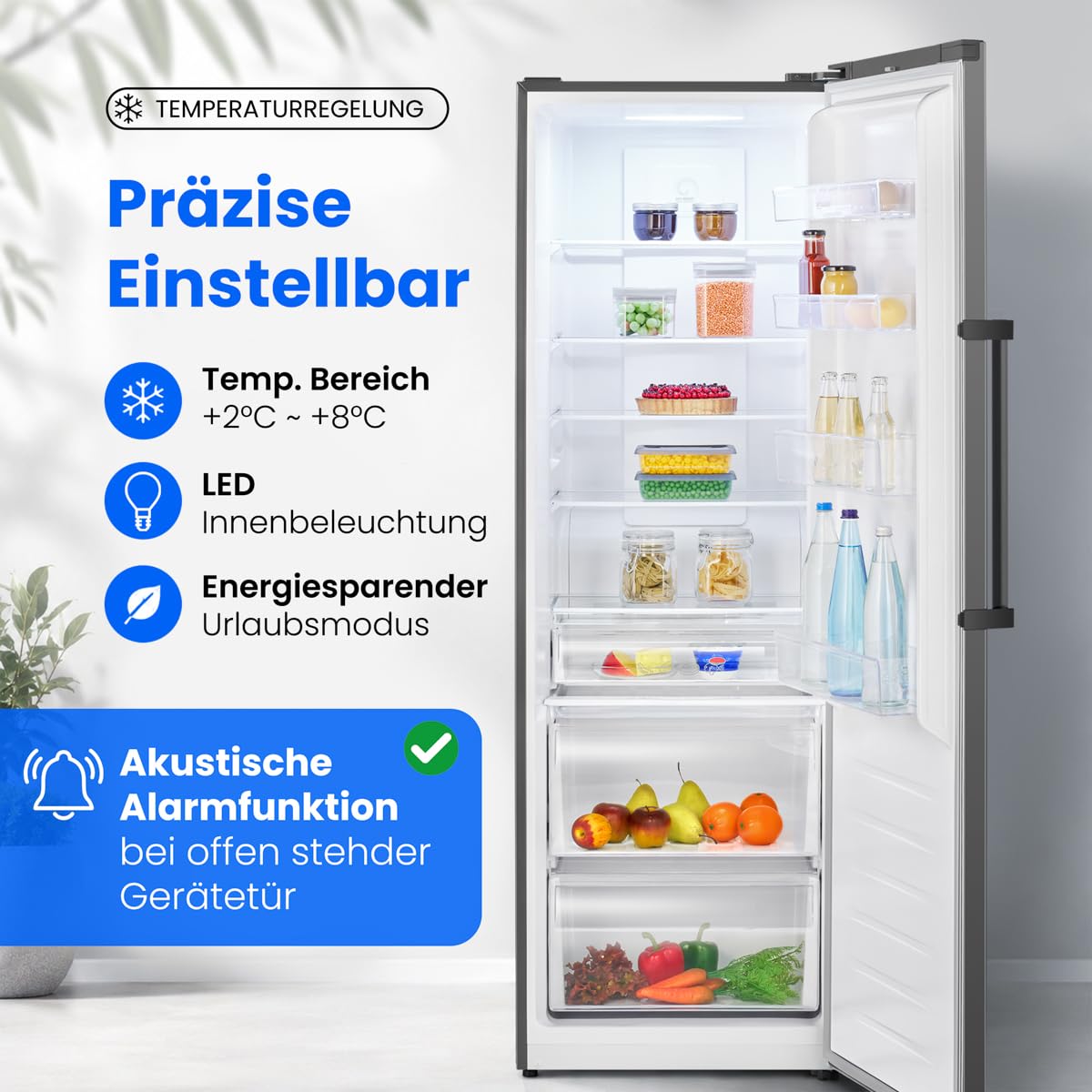 Bomann® Kühlschrank ohne Gefrierfach | XXL Getränkekühlschrank groß | Energieklasse D | 185cm | 2 bis 8°C | 5 Jahre Kompressor-Garantie | MultiAirflow | Fridge | Flaschenkühlschrank | VS 7372 schwarz