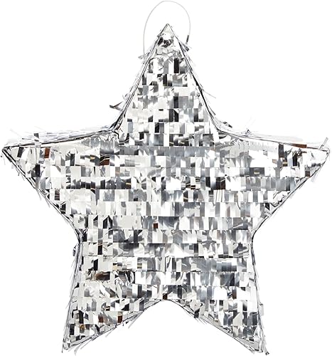 Miniatura 6 de Sparkle and Bash Piñata de estrella plateada para cumpleaños de niños, decoración de fiesta de revelación de género Twinkle Twinkle Little Star,