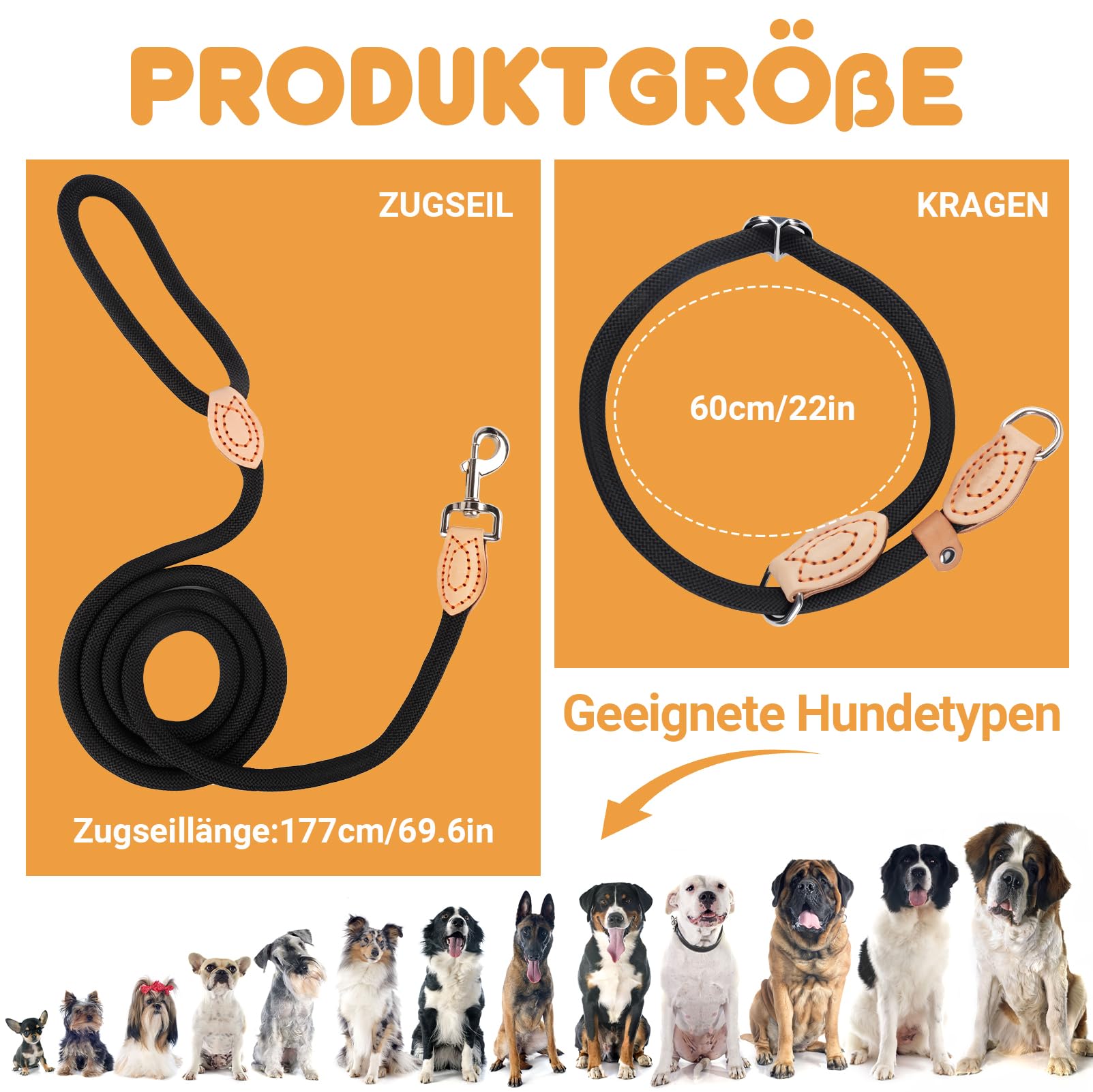 Freestyle - Lot de 2 colliers de dressage pour chien - Collier anti-traction et laisse pour chien - Collier Retriever de 1,4 cm - En nylon robuste - Cuir synthétique avec anneau en métal