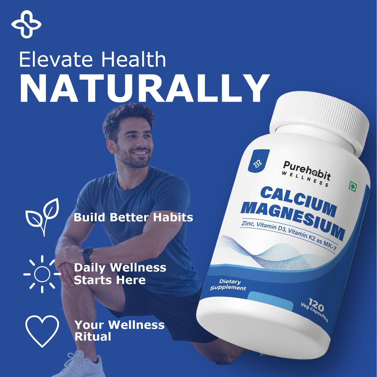 Calcium Magnesium Zinc with D3 & K2 MK7, 120 Veg Caps — Amazon image 8