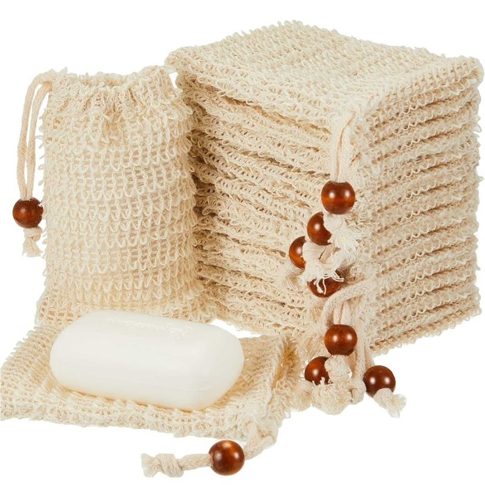 Zhsoao One Color 40Pcs Exfoliating Soap Bag Saver Pouch For Bath & Shower