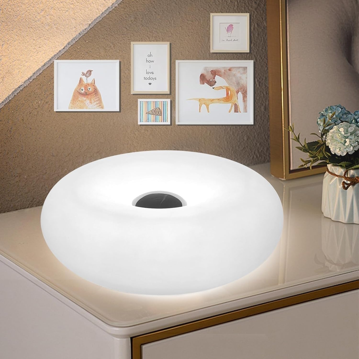 DFAEEKIYO Standing Lamp Mushroom with Caramel Lampshade Art Glass Desk Light Chrome Base Dimmable Nightstand Lamps for Living(Oranges)