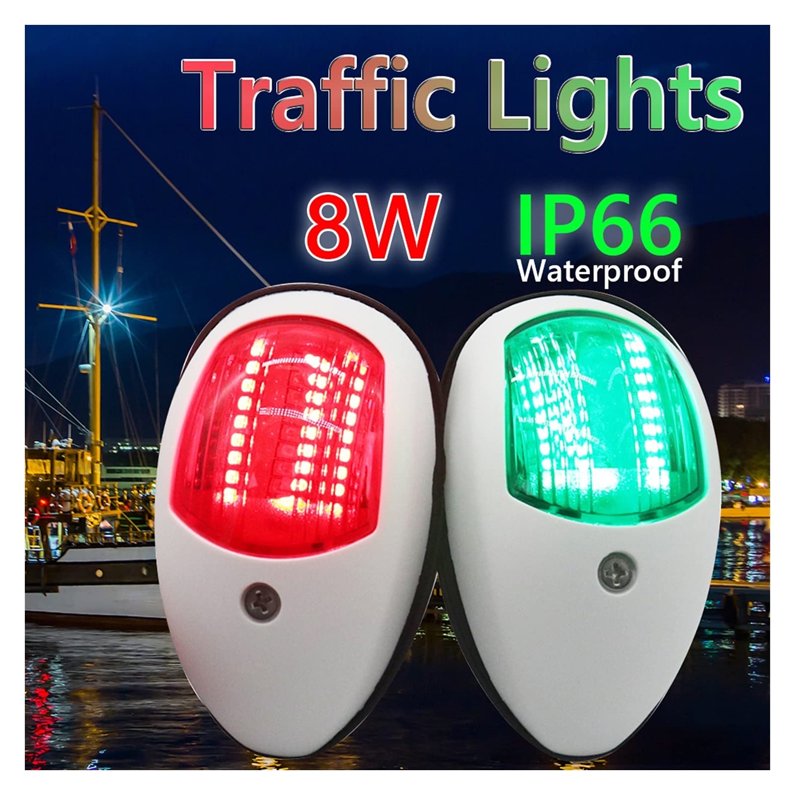 GUIDATO Segnale luminoso di navigazione avvertimento Lampada marina Porta Blocchetti dritta for Pontoon Skiff Power Boat Per la navigazione e la pesca(A)
