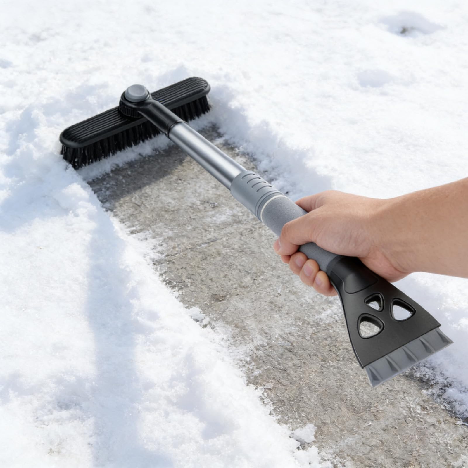 Rascador Y Cepillo para Nieve de Coche Pala Extensible con Empuñadura de