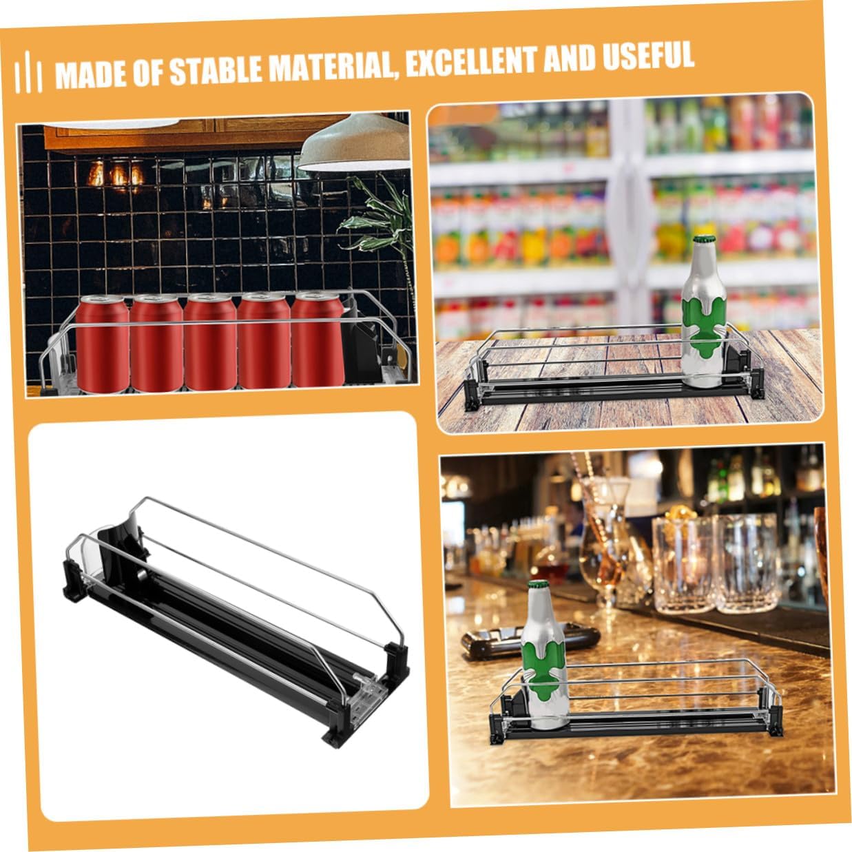 BESPORTBLE 2pcs Automatic Pusher Soda Can Organizer for Fridge Smooth Polished Drinks Dispenser Stand Easy to Install Beverage Storage for Soda Beer and Bottled Drinks